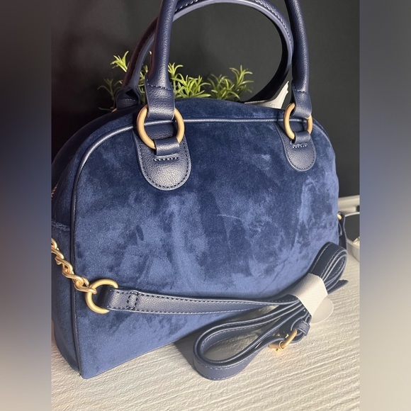 Juicy Couture Regal Blue Velour Satchel Crossbody Bowler Bag NWT - Picture 7 of 8